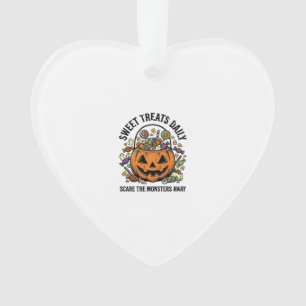 Ornamento Camisa de Doce de Halloween Desenho de Monstro Fof