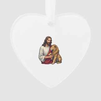 Ornamento Camisa de Fé Gravada Leão e Cordeiro Jesus 2