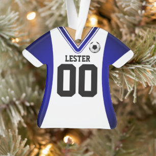 Ornamento Camisa de Futebol Azul/Branca Personalizada