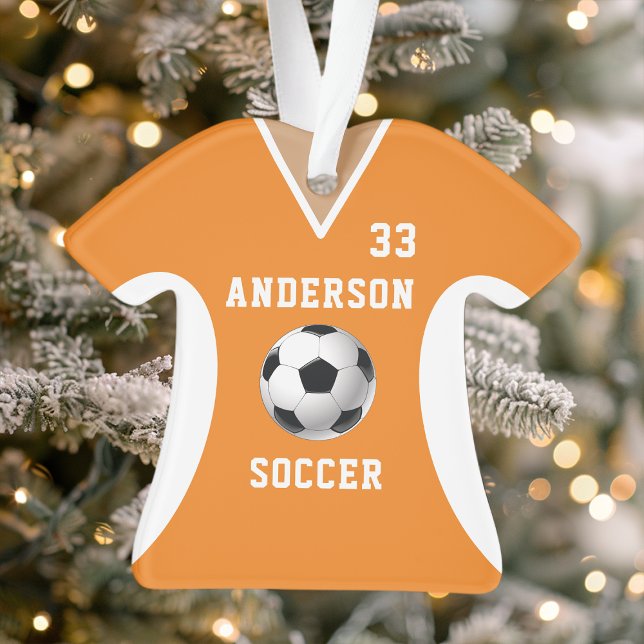 Ornamento Camisa de Futebol Laranja Personalizada (Criador carregado)