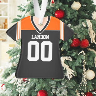 Ornamento Camisa de Futebol Preta e Laranja