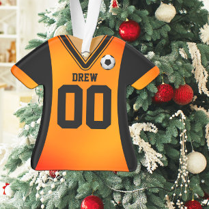 Ornamento Camisa de Futebol Preta e Laranja