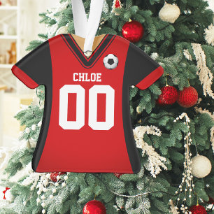 Ornamento Camisa de Futebol Preta e Vermelha
