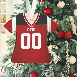 Ornamento Camisa de Futebol Vermelha e Preta
