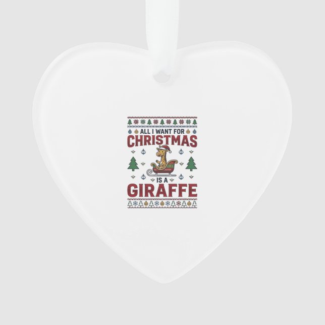 Ornamento Camisa de Natal Funny Giraffe Sleigh Des (Frente)