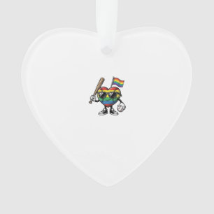 Ornamento Camisa de Orgulho de Beisebol Coração Arco-íris Vi