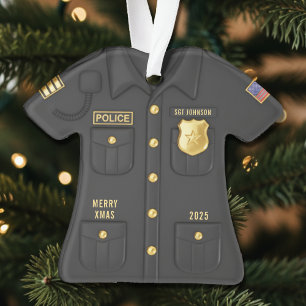 Ornamento Camisa de Policial Aplicação Lei Policial Natal