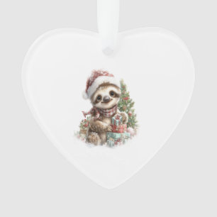 Ornamento Camisa de Preguiça Natal Chapéu de Papai Noel