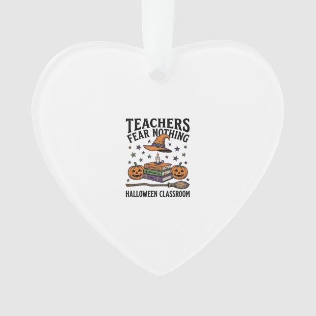 Ornamento Camisa de professor de Halloween com livros de bru (Frente)
