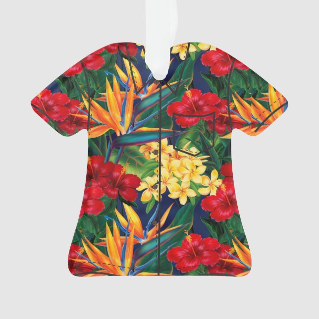 Ornamento Camisa floral havaiana do paraíso tropical Aloha (Frente)