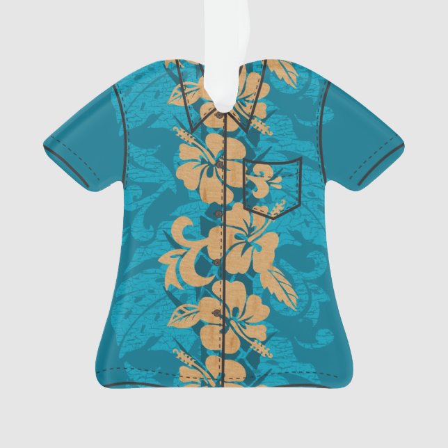 Ornamento Camisa havaiana de madeira do hibiscus do falso de (Frente)