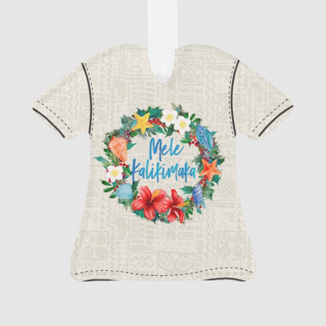 Ornamento Camisa havaiana do Natal de Mele Kalikimaka Aloha (Verso)