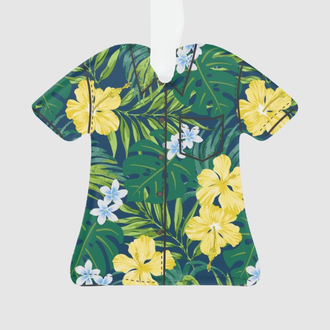 Ornamento Camisa Luna Hibiscus Garden Havaiana Aloha Marinho (Frente)