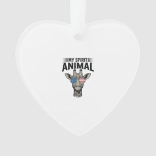Ornamento Camisa Patriótica Animal Espiritual Girafa Vintage