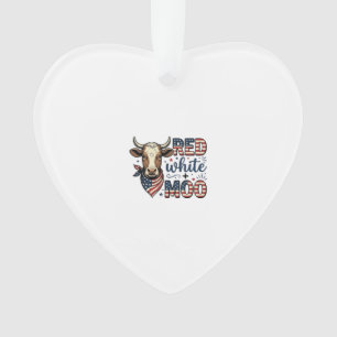 Ornamento Camisa Patriótica Vaca Vermelha Branca Moo 4 de Ju