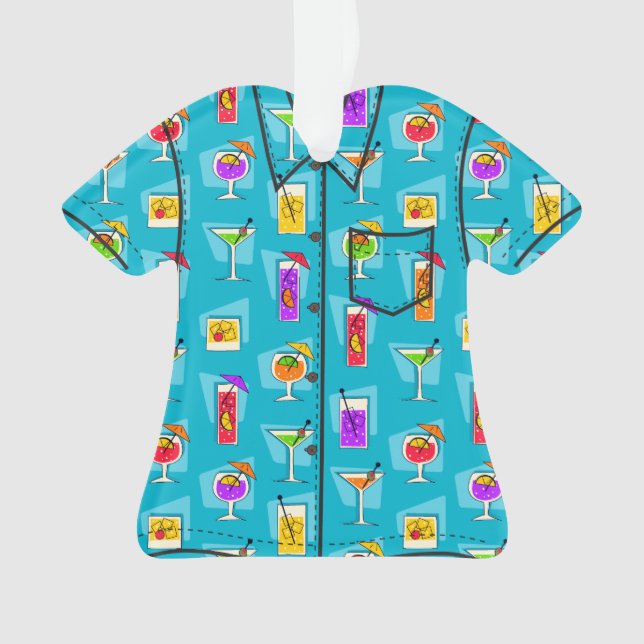 Ornamento Camisa tropical havaiana da bebida do happy hour (Frente)