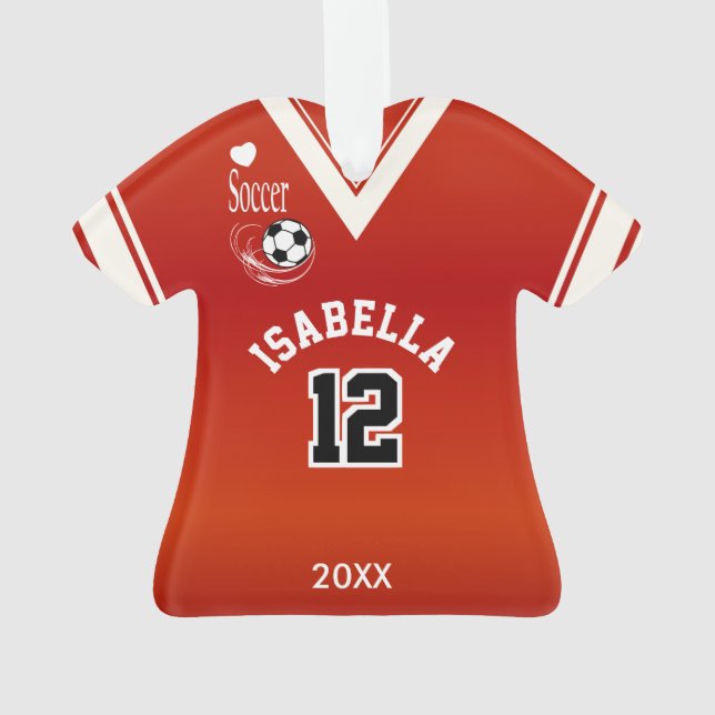 Ornamento Camisa vermelha do futebol (Verso)