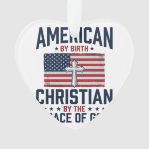 Ornamento Camisa Vintage Cruz da Bandeira Cristã Americana
