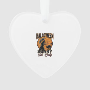 Ornamento Camisa Vintage de Bruxa do Halloween Senhora Gato