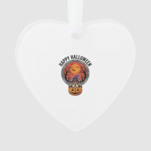 Ornamento Camisa Vintage de Halloween Feliz Bulldog Bruxa Ab