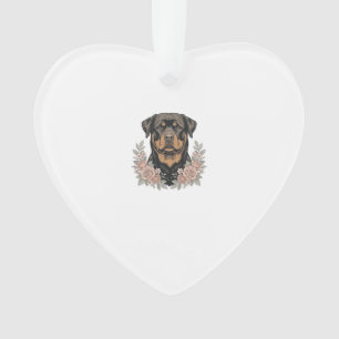 Ornamento Camisa Vintage de Rottweiler com Retrato Floral De