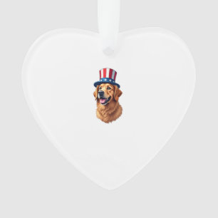 Ornamento Camisa Vintage do Golden Retriever do Dia 4 de Jul