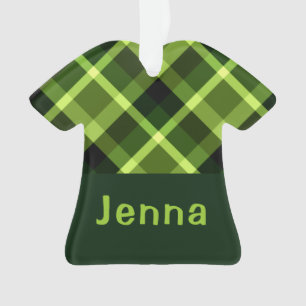 Ornamento Camiseta Acrílica Monográfica de Xadrez Verde de E