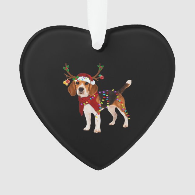 Ornamento Camiseta Clássica de Natal de Beagle (Frente)