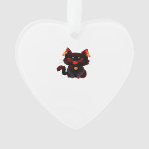 Ornamento Camiseta Clássica Gato Preto Assustador Fofo com S