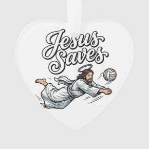 Ornamento Camiseta Cristã Vintage Vôlei Jesus Salva