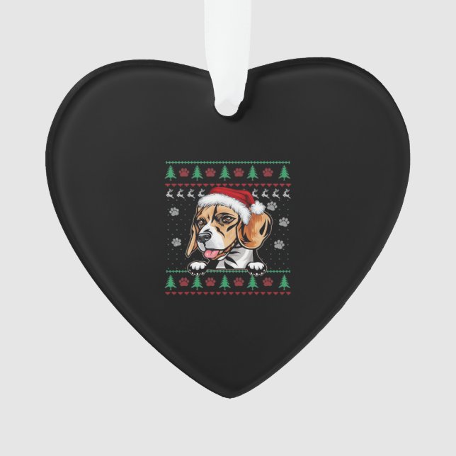 Ornamento Camiseta de Natal Beagle Cachorro Xmas Camisa-T de (Frente)