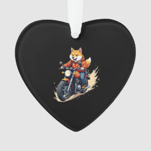 Ornamento Camiseta engraçada, Shiba Inu, Motocicleta, Cachor