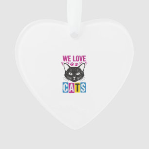 Ornamento Camiseta Gráfica Rosto de Gato Nós Amamos Gatos Vi