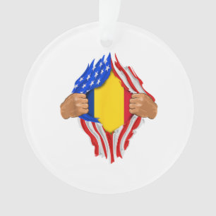 Ornamento Camiseta Sangue Romeno Dentro de Mim Bandeira da R