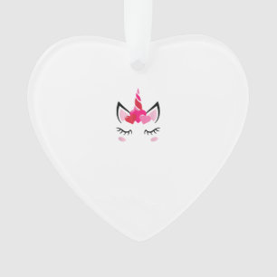 Ornamento Camiseta Top Coração de Amor Fofo Unicórnio Dia do