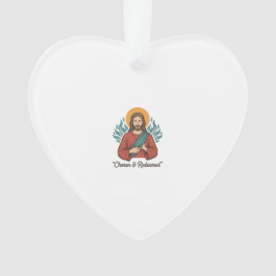 Ornamento Camiseta Vintage Cristã Jesus Escolhido e Resgatad