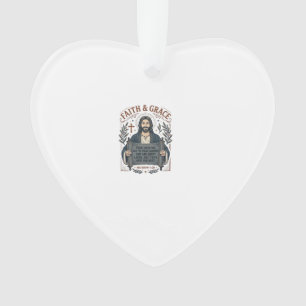 Ornamento Camiseta Vintage de Jesus Cruz de Bordado Gráfico 