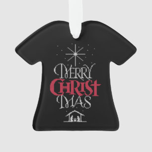 Ornamento Camisola feia religiosa do Feliz Natal da malha da