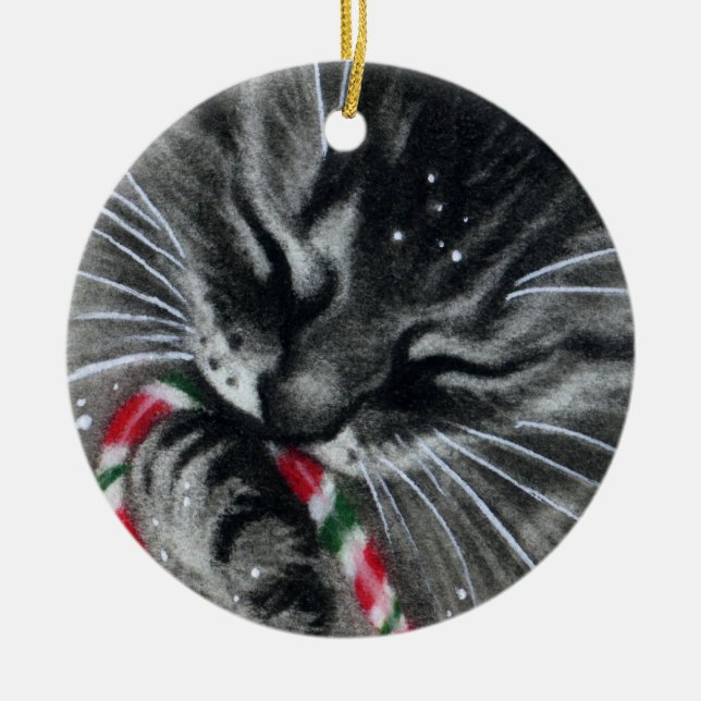 Ornamento Candy Cane Kitten CAT (Frente)