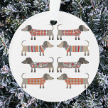 Ornamento Cão de Enchimento<br><div class="desc">Enchidos bonitos de Dachshund ou cachorros-salsicha em tricô malhado. Perfeito para amantes de cachorros e ambulantes de cães.</div>