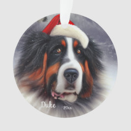 Ornamento Cão de Montanha Bernês, Cachorro do Papai Noel, Na