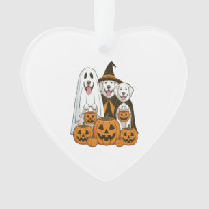 Ornamento Cão Grande Pirenéus Fantasma Bruxa Halloween Corre