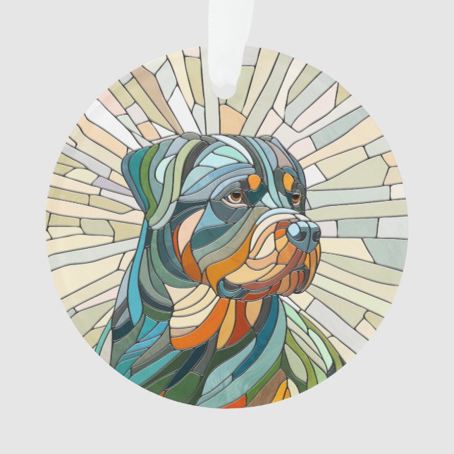 Ornamento Cão rottweiler - arte mosaica (Frente)