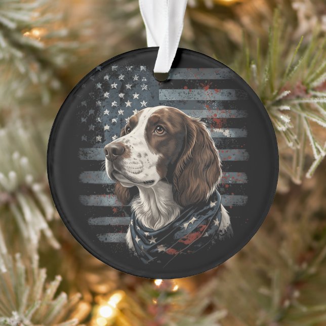 Ornamento Cão Springer Spaniel Bandeira Americana (Árvore)