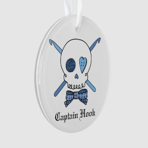 Ornamento Capitão Gancho - crânio do Crochet (azul)