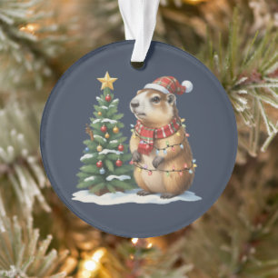 Ornamento Capivara Natal Cappy Amante de Animais Xmas