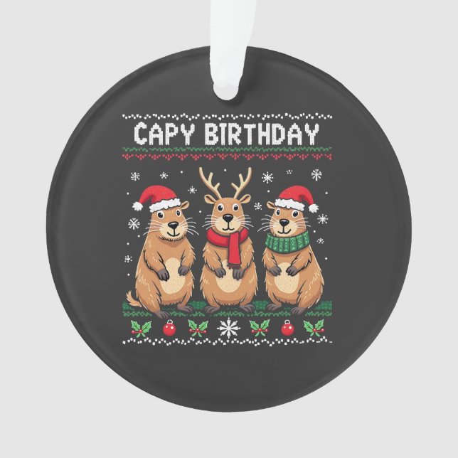 Ornamento Capy Birthday Ugly Christmas Sweater Capybara (Frente)