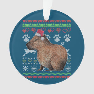 Ornamento Capybara Papais noeis-Claus Ugly Christmas Sweater