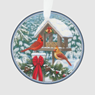 Ornamento Cardeiros e alimentador de aves de Natal