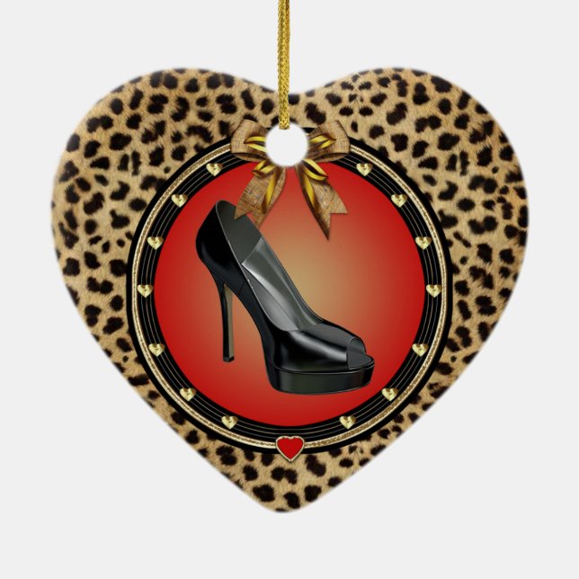 Ornamento Cardíaco Black Stiletto Cheetah (Verso)